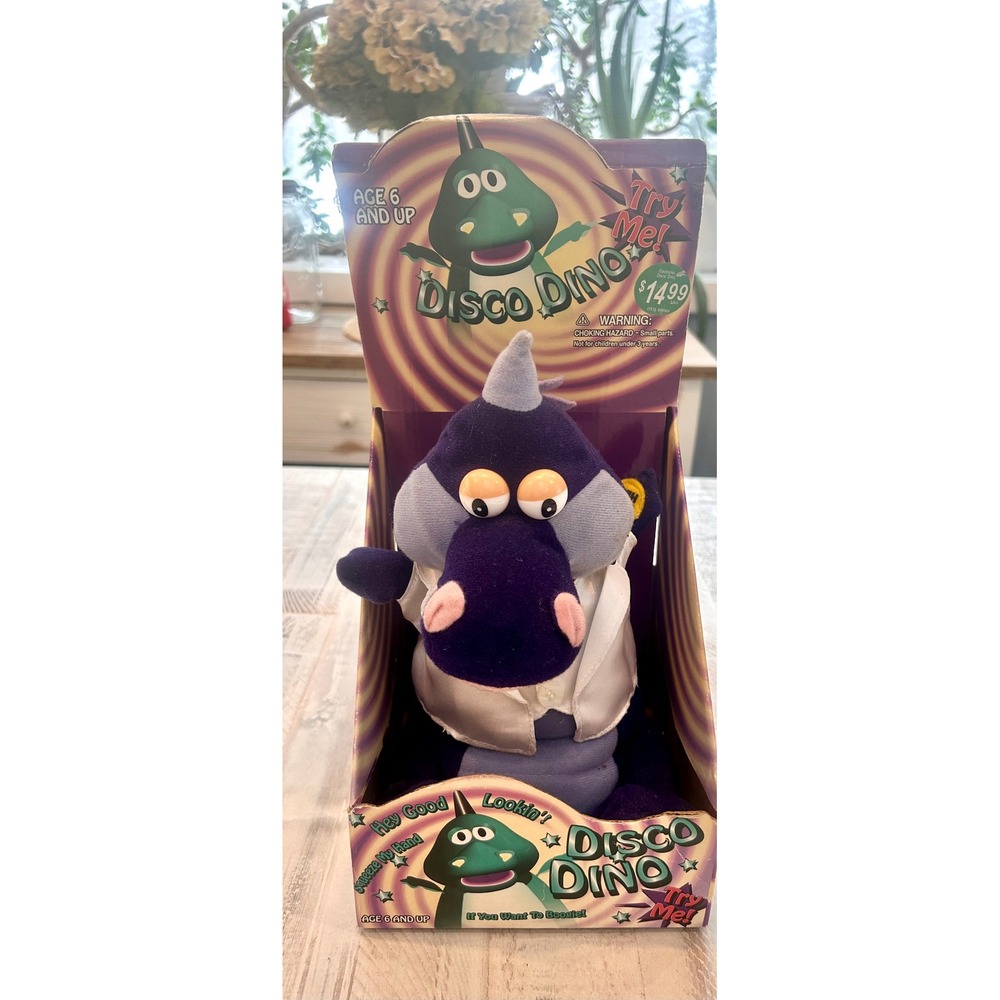 Gemmy Industries Disco Dino Plush Toy Musical Animated Lights Boxed Vintage 1996